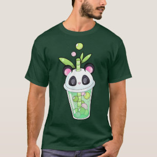 T-shirt Kawaii Cute Anime Panda Boba Buble Tea Otaku Homme