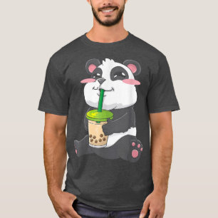 T-shirt Kawaii Cute Anime Panda Boba Buble Tea Otaku Homme