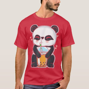 T-shirt Kawaii Cute Anime Panda Boba Buble Tea Otaku Homme