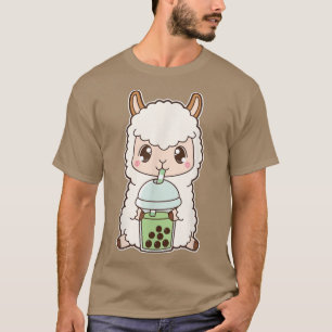 T-shirt Kawaii Cute Boba Llama Alpaca Matcha bulle verte
