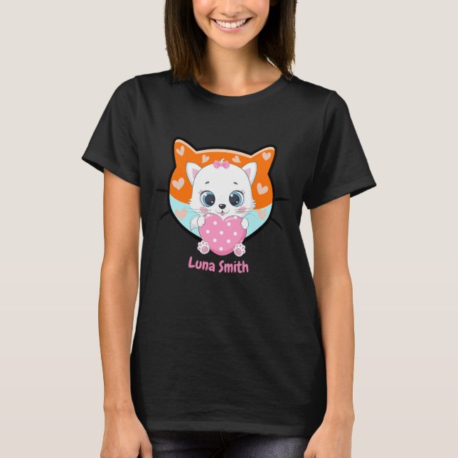T-shirt Kawaii Cute Kitten Chat Maman Cadeau (Devant)