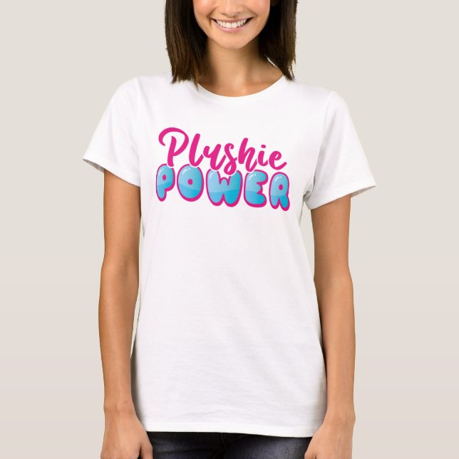 T-shirt Kawaii Cute rose bleu Plushie puissance (Devant)