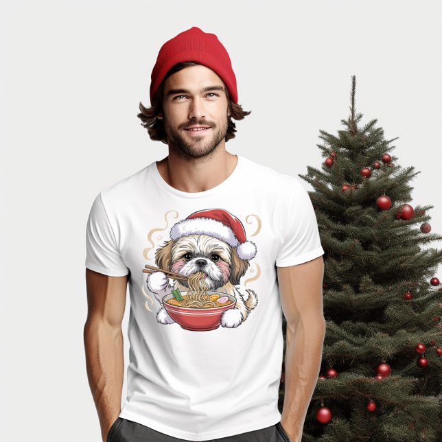 T-shirt Kawaii Cute Santa Shih Tzu Eating Ramen (Créateur téléchargé)