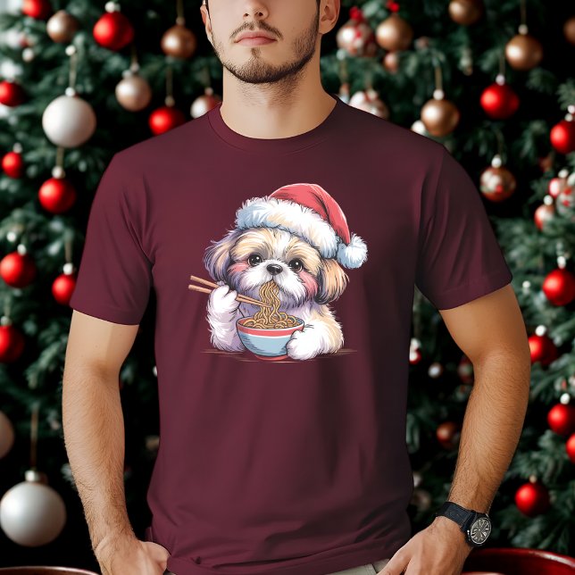 T-shirt Kawaii Cute Santa Shih Tzu Eating Ramen (Créateur téléchargé)