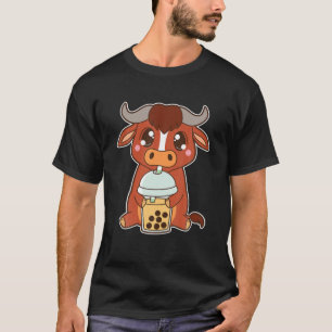 T-shirt Kawaii Cute Zodiac Boba Ox Peach Mango Bubble Pear