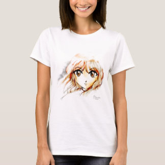 T-shirt Kawaii de yeux de croquis de fille d'Anime de