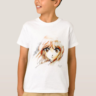 T-shirt Kawaii de yeux de croquis de fille d'Anime de