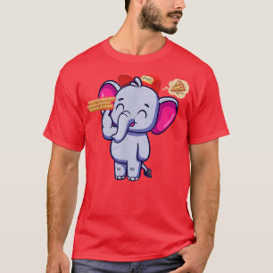T-shirt Kawaii Elephant mignonne Livraison de pizza animal