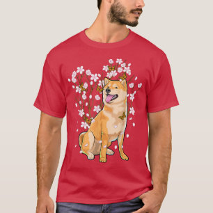 T-shirt Kawaii Fleur japonaise Shiba Inu Cherry Blossom Sa