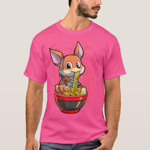 T-shirt Kawaii Fox Manger Ramen japonais nouilles Anime Fo