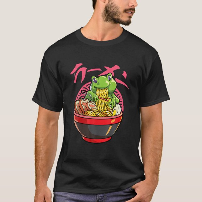 T-shirt Kawaii Frog Ramen Japonais Noodle Anime Frog (Devant)