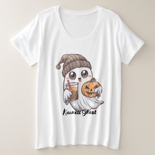T-shirt Kawaii Ghost -Casquette confortable, Boba  (Design devant)