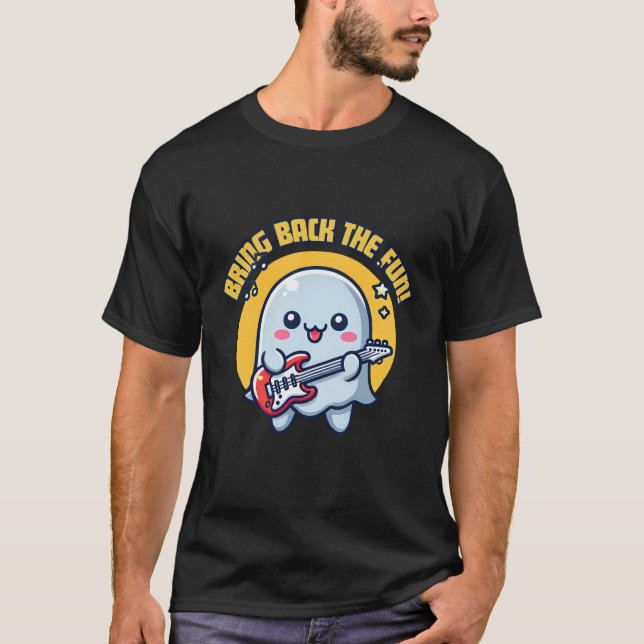 T-shirt Kawaii Ghost Jouer de la guitare (Devant)