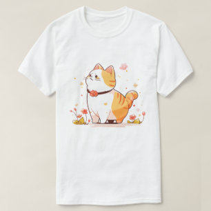 T-shirt Kawaii Happy Orange Tabby Cat
