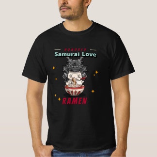 T-shirt Kawaii Honored Samurai Cat Eat Ramen