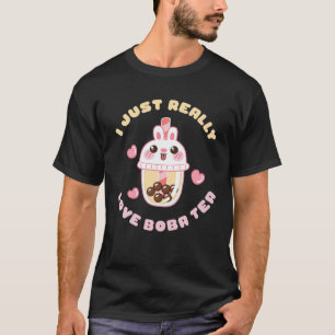 T-shirt Kawaii I Love Boba Tea Bunny Rabbit Kawaii Vêtemen