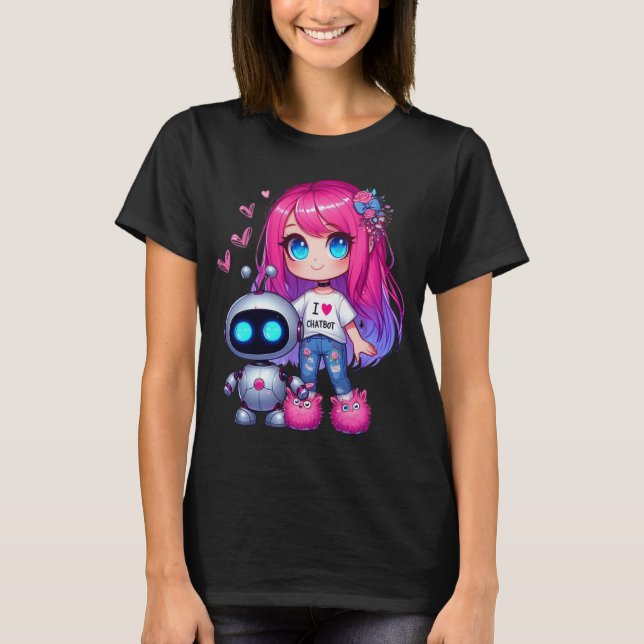 T-shirt 🤖 Kawaii I Love My Ai Chatbot Cute BFF Companion (Devant)