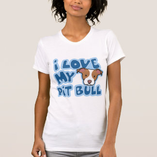T-shirt Kawaii I Love My Pit Bull femmes