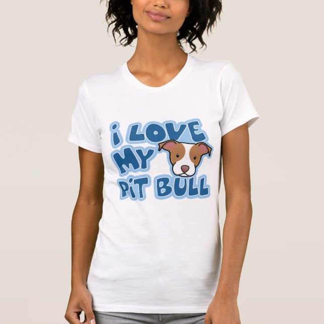 T-shirt Kawaii I Love My Pit Bull femmes (Devant)