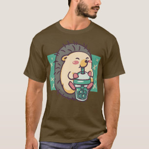T-shirt Kawaii Japon Hérisson Mignon Thé Boba Thé à bulles