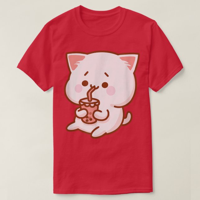 T-shirt Kawaii Japon Otaku Boba Tea Bua Tea Neko Cute K (Design devant)