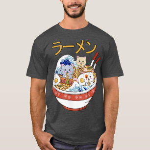 T-shirt Kawaii Japonais Anime Chat Bowl Ramen Noodle Kanag