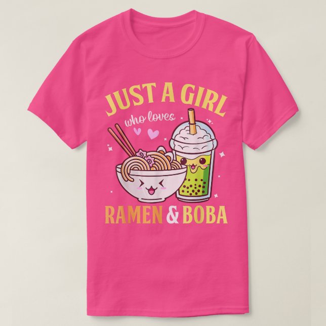 T-shirt Kawaii Japonais Anime Just Girls Ramen Boba B (Design devant)