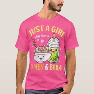 T-shirt Kawaii Japonais Anime Just Girls Ramen Boba B