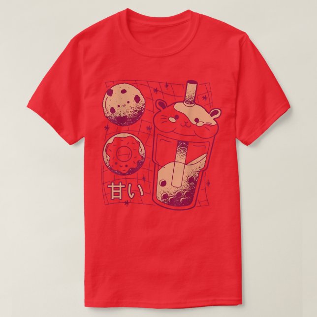 T-shirt Kawaii Japonais Boba Thé Guinée Donut de porc Cook (Design devant)