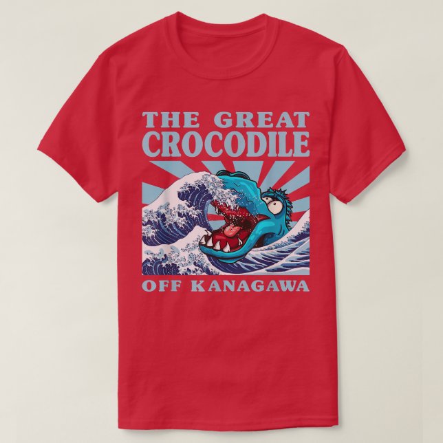 T-shirt Kawaii Japonais Grande Vague Grand Crocodile Cute  (Design devant)