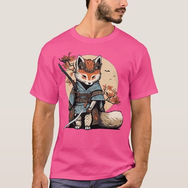 T-shirt Kawaii japonais Samurai Fox Anime (Devant)