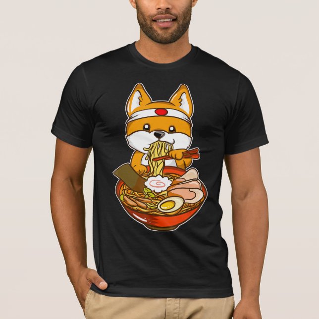 T-shirt Kawaii japonaise anime shiba inu ramen (Devant)
