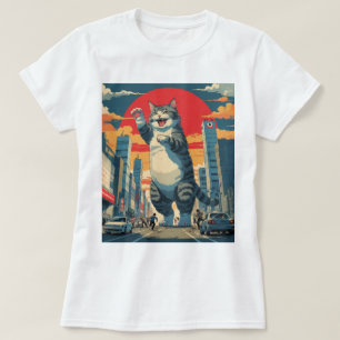 T-shirt Kawaii Kaiju Chat - Monstre d'Anime mignonne au Ja