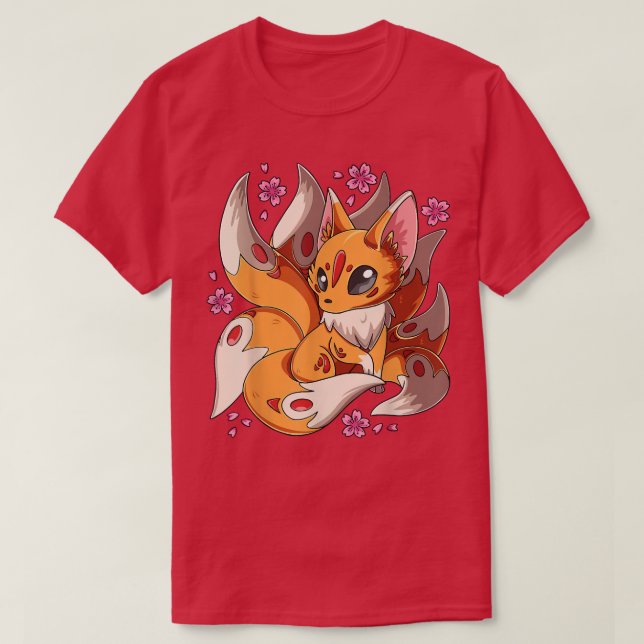 T-shirt Kawaii Kitsune Fo Japonais Neuf Queues Pour La Mag (Design devant)