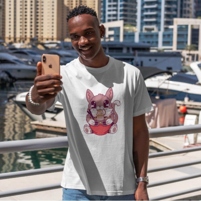T-shirt Kawaii Kitten Manger Ramen (Créateur téléchargé)