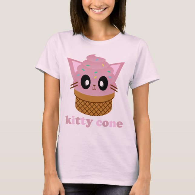 T-shirt kawaii kitty cone glace chat meow (Devant)