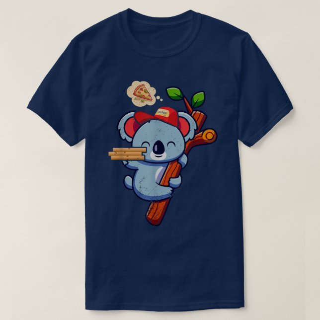 T-shirt Kawaii Koala Cute Animal Pizza Livraison Funny Piz (Design devant)