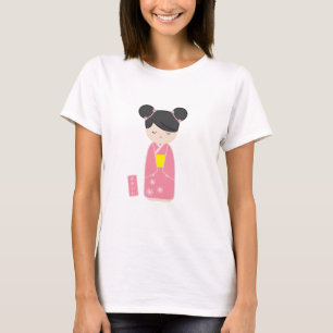 T-shirt Kawaii Kokeshi rose