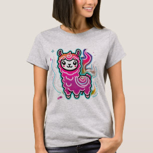 T-shirt Kawaii Llama Delight : Flaming Fun