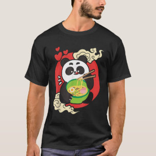 T-shirt Kawaii Manger Panda nouilles japonaises Ra