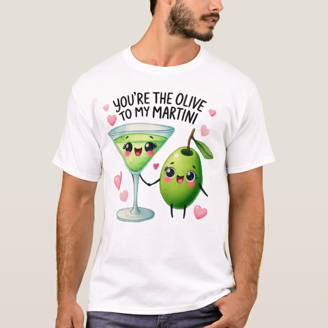 T-shirt Kawaii Martini et paire d'olive (Devant)