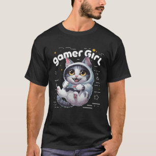 T-shirt Kawaii mème mignonne gamer chat fille jeu vidéo G