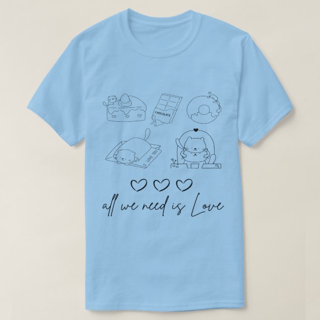 T-shirt kawaii mignon amour (Design devant)