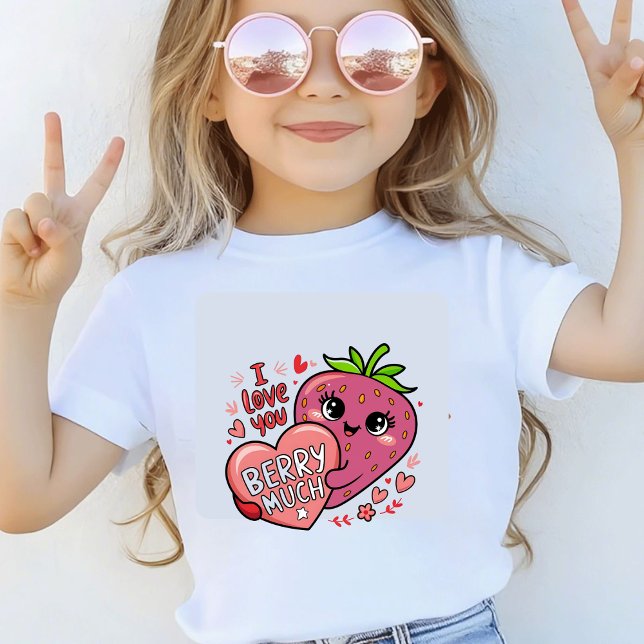 T-shirt Kawaii Mignon Graphique Fraise Cœurs Roses (Créateur téléchargé)