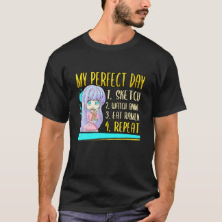 T-shirt Kawaii Mon jour parfait Croquis Regarder Anime Man