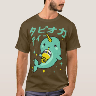 T-shirt Kawaii Narwhal Boire Boba Bubble Tea Kids Ado