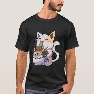 T-shirt Kawaii Neko Cat Ra Bowl Anime nouilles japonaises