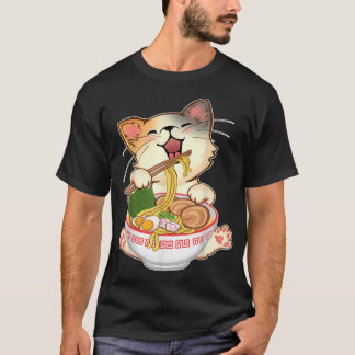 T-shirt Kawaii Neko Ramen Cute Ramen Chat Noodle Japonais