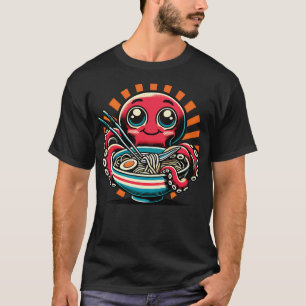 T-shirt Kawaii Octopus Aime Les nouilles Ramen