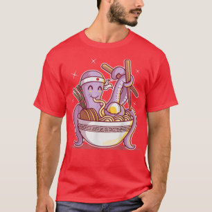 T-shirt Kawaii Octopus Ramen nouilles Anime japonais Otaku